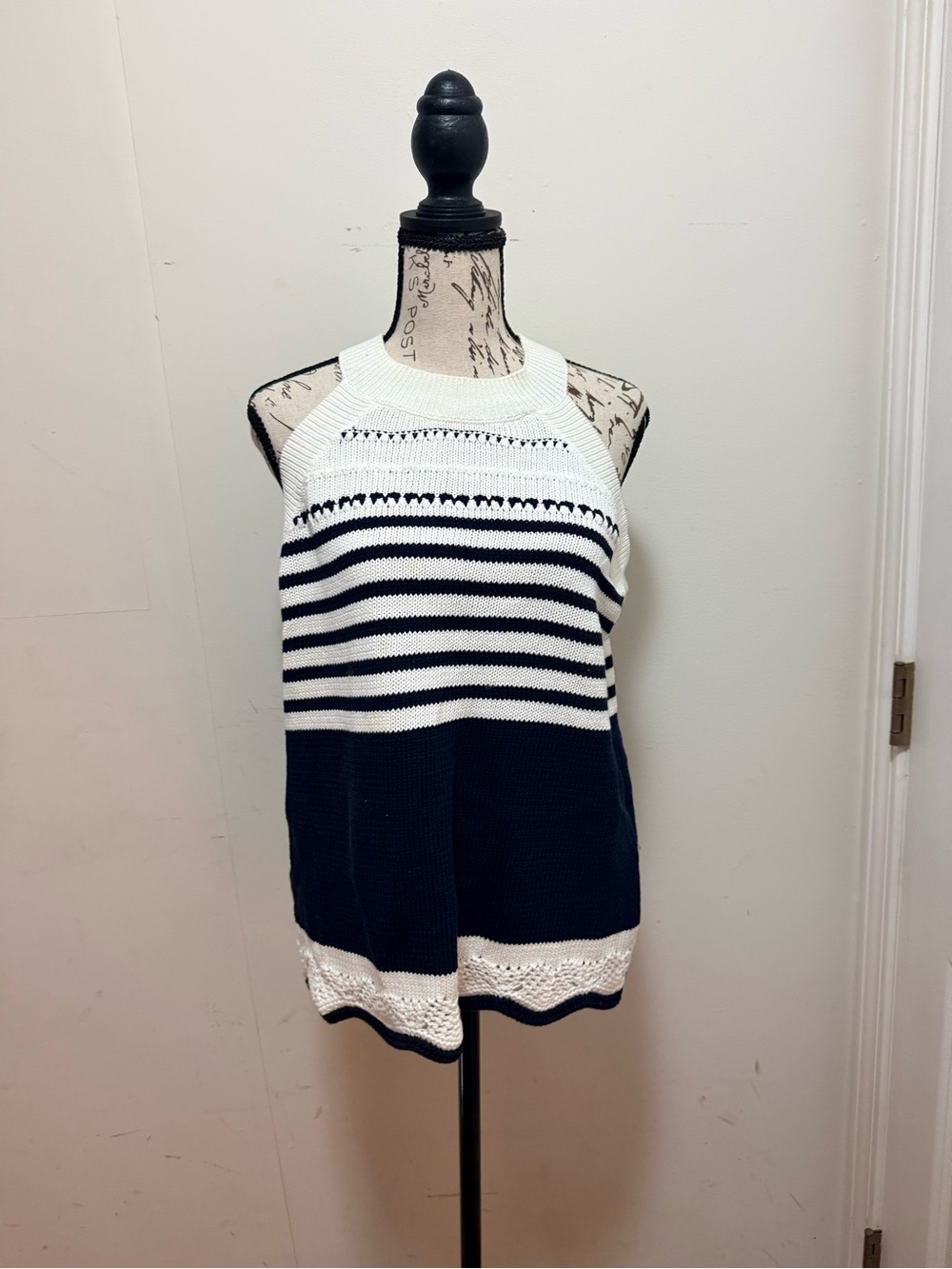 LOFT Navy and White Striped Halter Tank